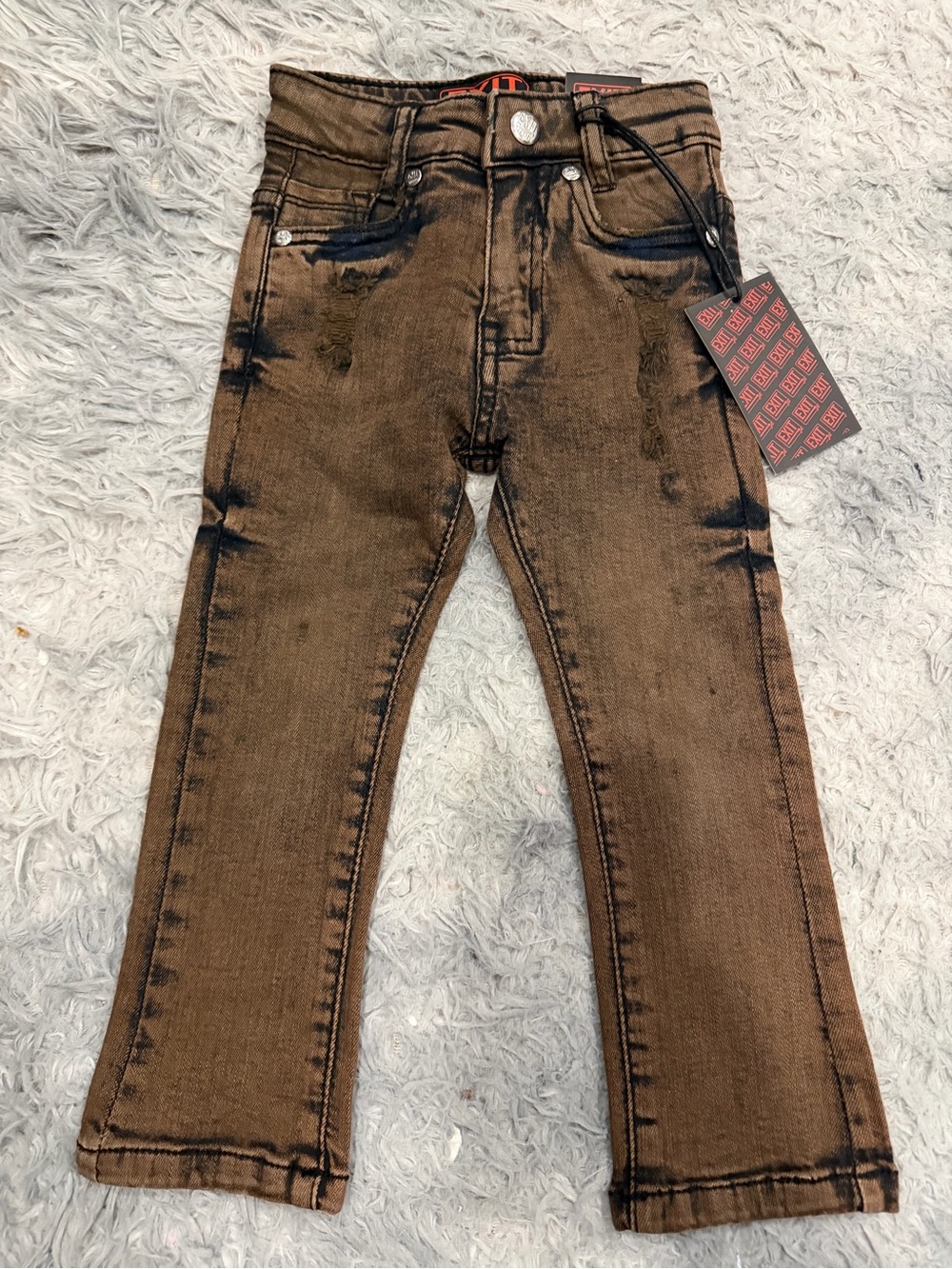 EXIT TODDLER Brown Distressed Jeans